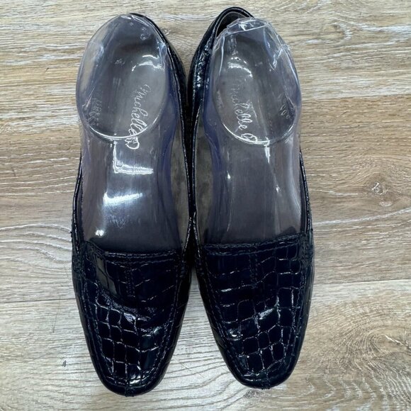 Michelle D Navy Blue Croc Print Loafer Women's Size 8 - Picture 2 of 10